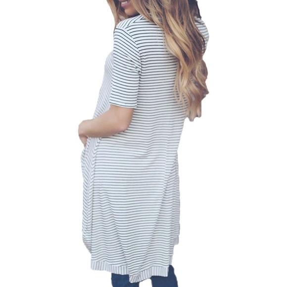 Black & White Striped High Low Tunic - Picture 2 of 3